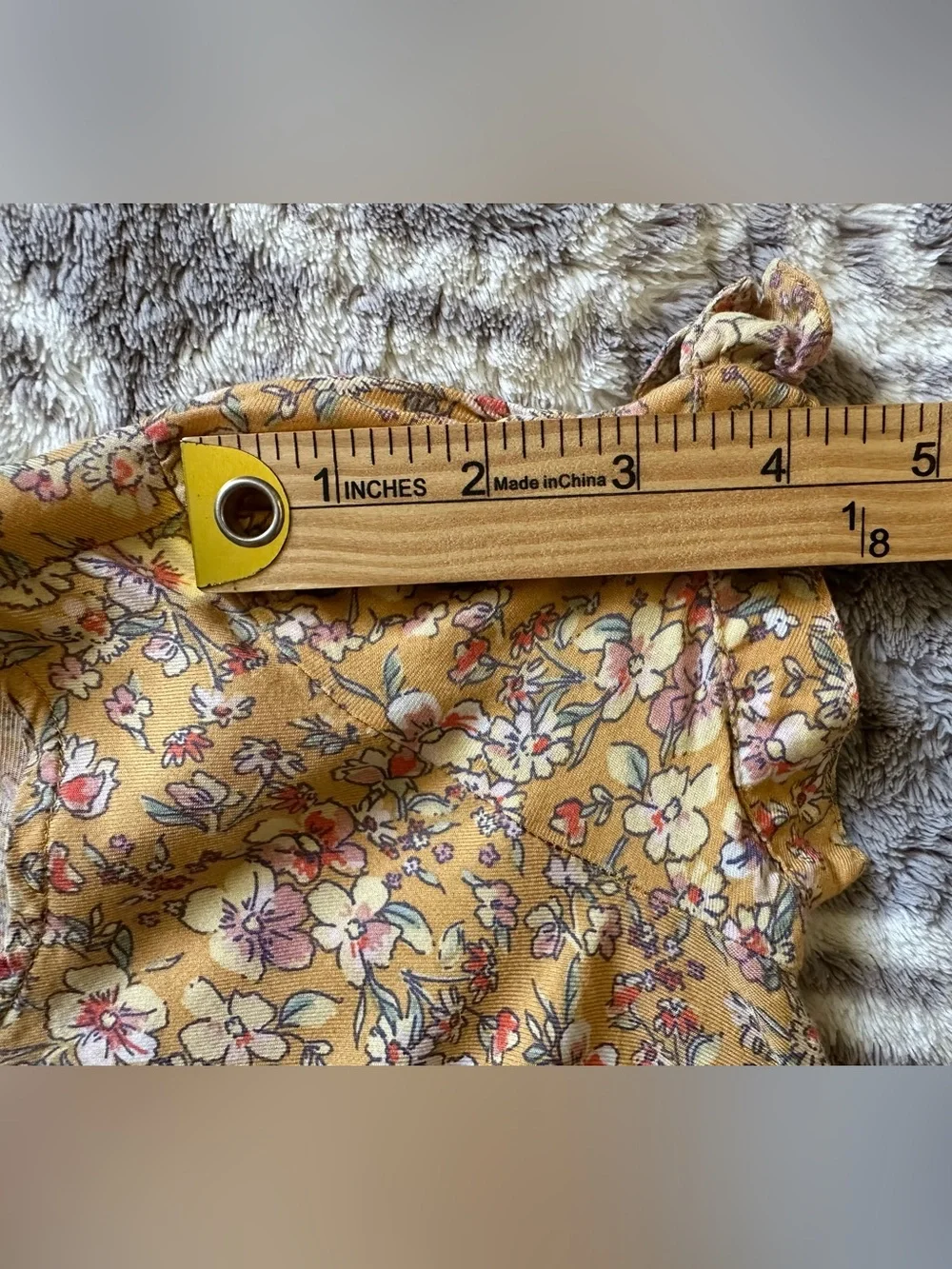 OshKosh B'gosh Girl’s Mustard Floral Short Sleeve Dress Size 7 Cottagecore